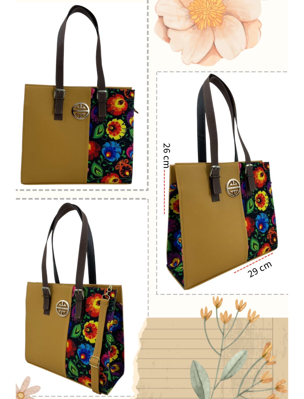 Bolso Básico con Detalles Florales para Dama 🔥 ¡Gran Promoción 2x1! 🔥